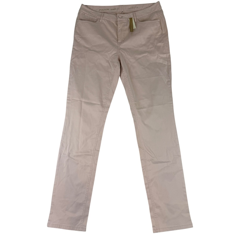 Talbots Signature Straight Pants Womens 12L Pink Slimming Cotton Blend Long